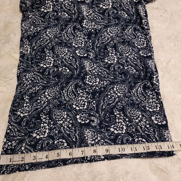 Catherines Pull On Pants Womens 3X 26/28 Blue White Floral Artsy Elastic Summer - Picture 8 of 8